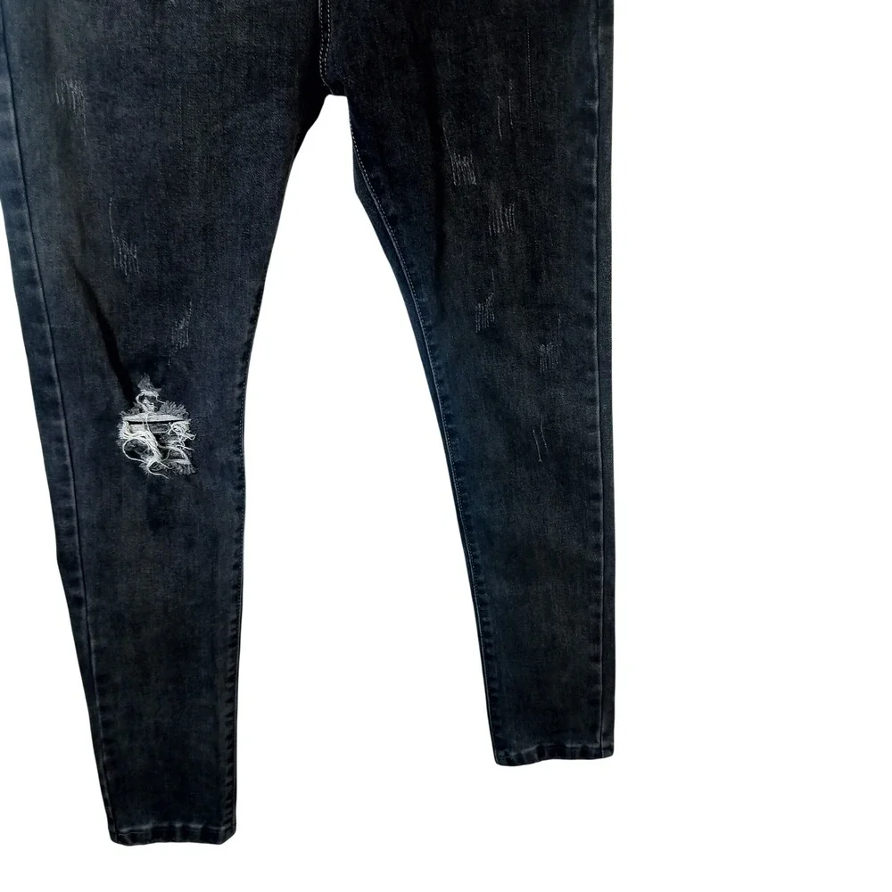 Fendi Roma Mens‎ Distressed Slim Fit Jeans Faded Black Monogram Pocket Italy